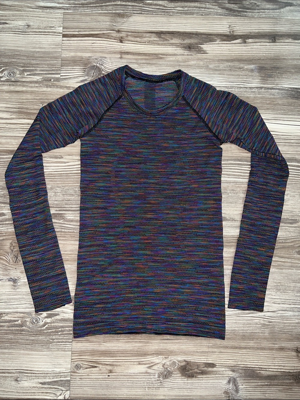 Lululemon Swiftly Tech Long Sleeve 2.0 Black / Rainbow Rare Limited Edition Love